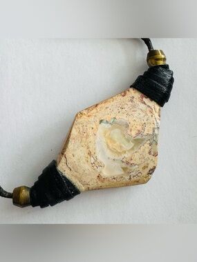 Natural Australian Opal Stone Pendant Necklace in Cream